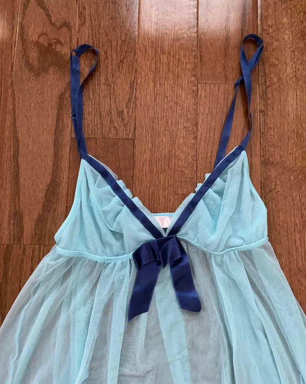y2k victoria’s secret angels baby blue sheer baby doll chemise / teddy - Image 3