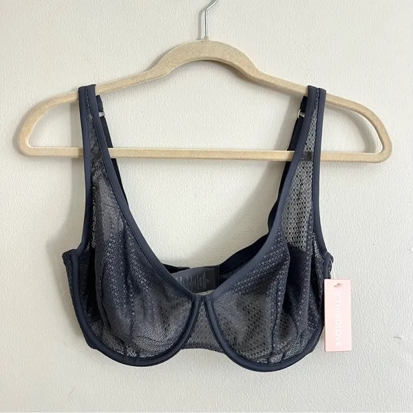 NWT ThirdLove Unlined Modern Mesh Scoop Bra in Gray Size 32F/32DDD Underwire - Image 4