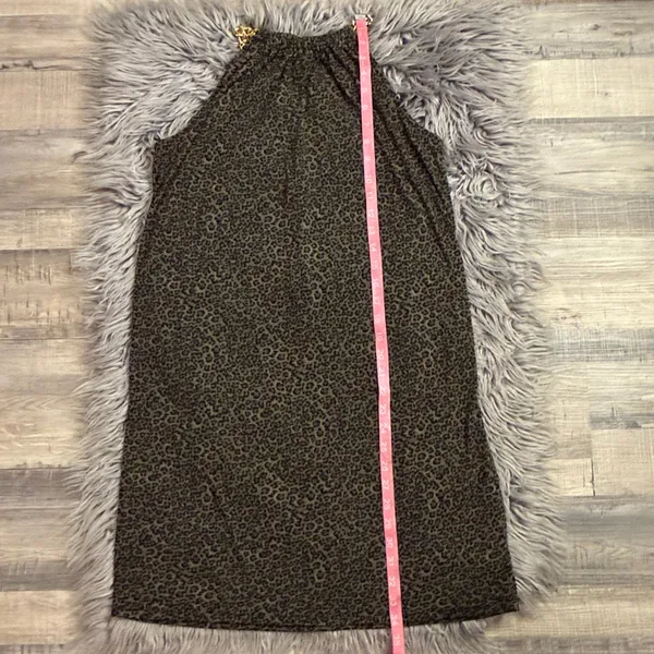 Michael Kors gold chain accent stretch slinky leopard animal print dress S - Image 8
