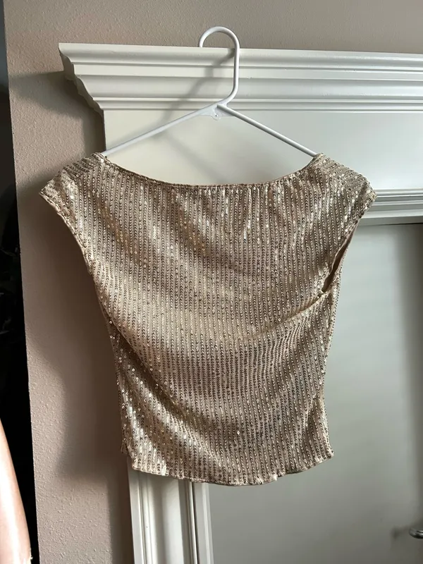 Gold sequence backless crop top  - Image 2