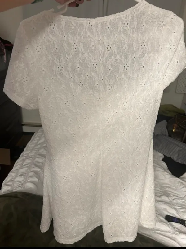 White Eyelet Lace Dress Cottagecore Graduation Summer - Image 6