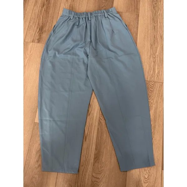 Halara Mid Rise Pocket Barrel Leg Work Pants Casual Pleated Pull On Light Blue S - Image 5