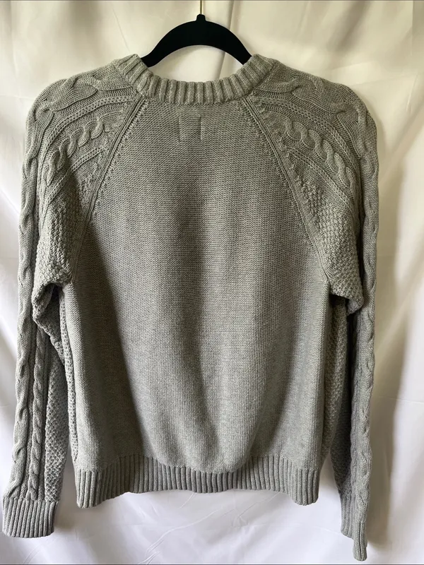 GAP Women's Light Gray Cable-Knit Crewneck Sweater - Image 2