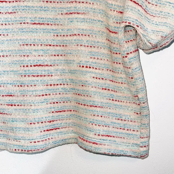 Madewell Puff Sleeve Textured Cream & Multicolor Striped Knit Top - Image 5