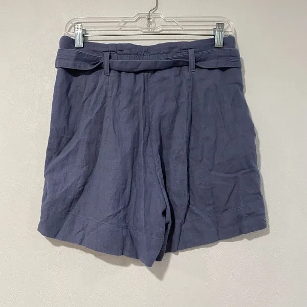 Abercrombie & Fitch Blue Linen Blend Belted Shorts Size M High Rise - Image 3