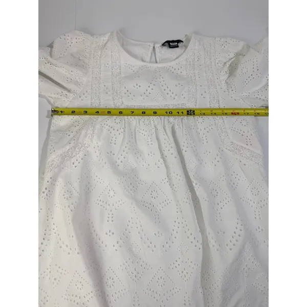 Sanctuary White Eyelet Cotton Puff Sleeve Mini Dress XS - Image 12
