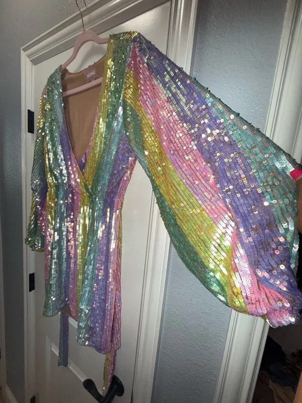 Show Me Your Mumu Rainbow Sequin Mini Dress - Image 4