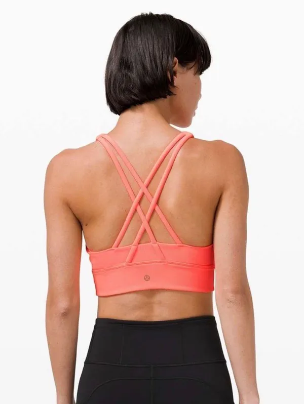 Coral Sunset Ribbed Long Line Energy Bra - Image 2