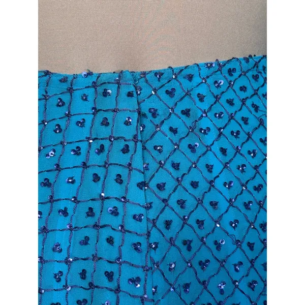 Handmade Sequin Ombre Maxi Skirt Purple Teal Beaded Mesh Sheer Evening Formal - Image 6