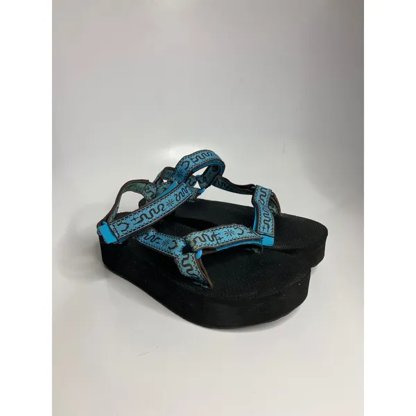 Teva Flatform Universal Sandals Women 9 Blue Good Platform snake Pattern Strappy - Image 4