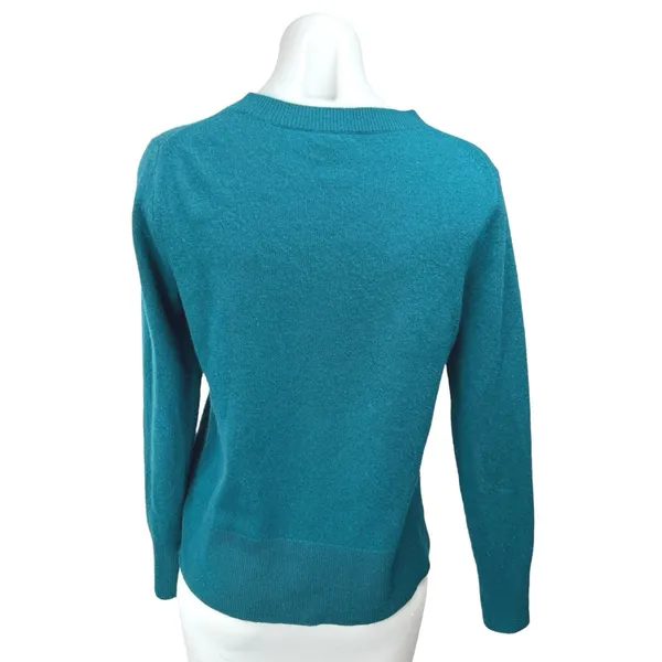 J.Crew 100% Cashmere Women's Blue Knit Long Sleeve Crew Neck Sweater Top Size XS - Image 2