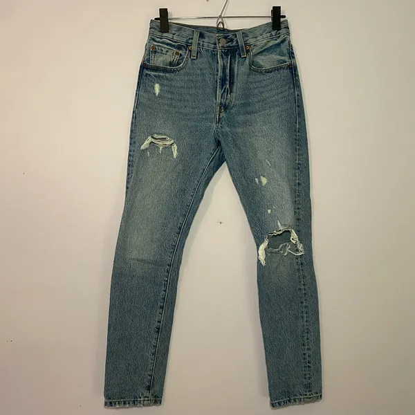 Levi's Premium 501 Light Wash Button Fly Distressed Jeans Women's size 25 - Image 2