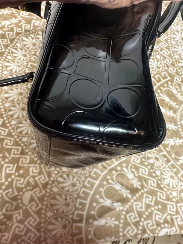 kate spade Black Patent Satchel with Embossed Circle Pattern - Image 6
