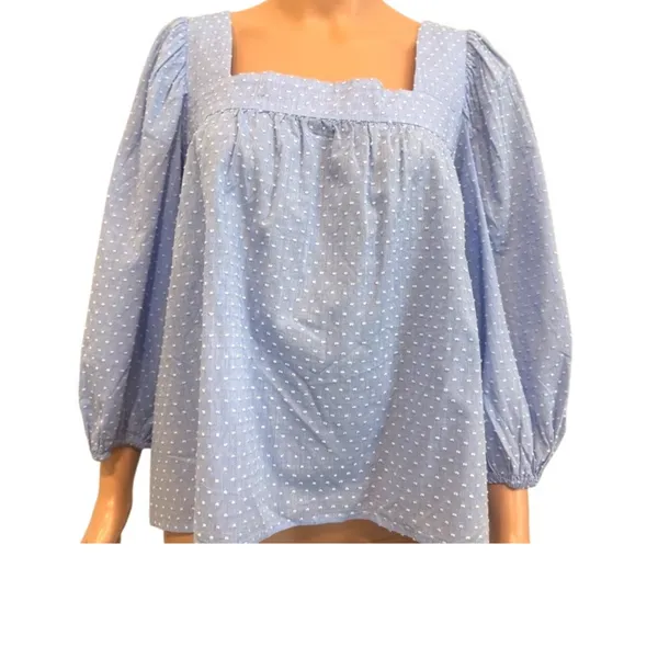 Caslon small square neck popover puff balloon sleeve 3/4 sleeve blouse TB 3084 - Image 2