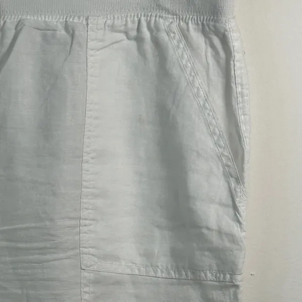 Style & Co White Linen‎ Cargo Capri Pants XL Elastic Drawstring Cropped Pockets - Image 5