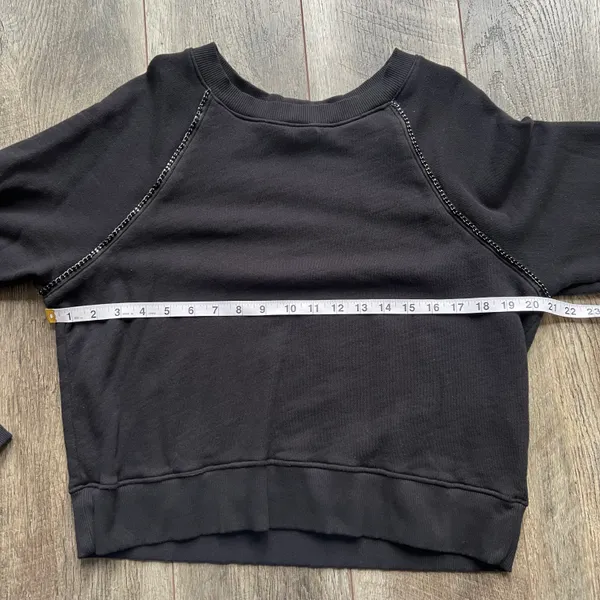 Daytona Chain Trim Casual Pullover Sweatshirt Black Silver Size Large - Image 9
