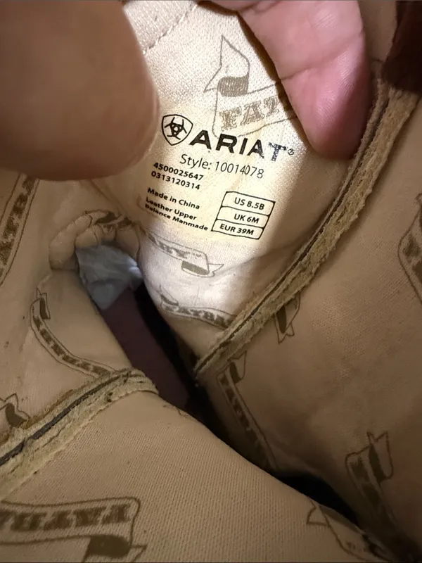 Ariat Brown, Cream and Pink Western Ankle Booties - Image 8