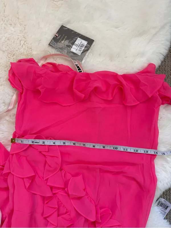 House of CB Ruffle Strapless Maxi Dress M - Hot Pink - Image 5