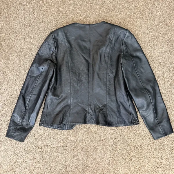Reba Leather Studded Jacket M Black Y2K Western Rockstar Moto Indie Sleaze - Image 9
