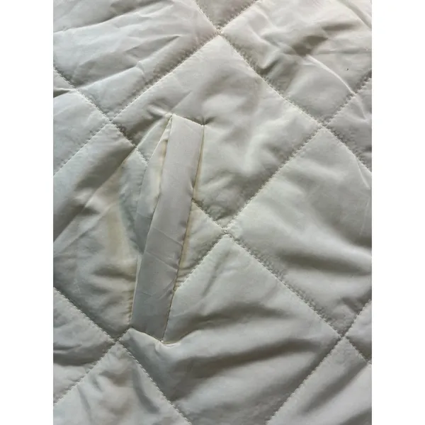 Womens Cream Diamond Quilted Puffer Jacket Tan Fleece Collar Casual Preppy Small - Image 4
