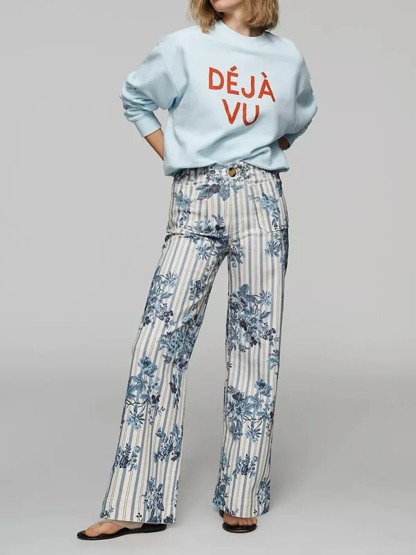 NWT Anthropologie Maeve The Colette High-Rise Wide-Leg Jeans- Floral Stripe - 25 - Image 9