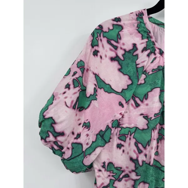 Chelsea 28 Womens XL Dress Pink Green Organic Cotton Resort Summer Casual Travel - Image 5