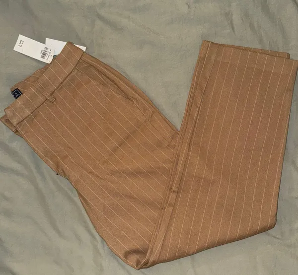 Abercrombie Pants Women's Medium Brown Striped Slack Cropped Relaxed - Image 5