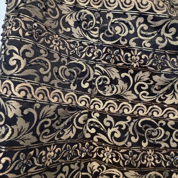 Vintage Jessica Howard Mock 2 Piece Maxi Dress‎ Metallic Brocade Black Gold 10 - Image 3