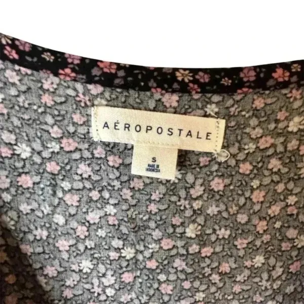 Aeropostale Women's S Floral V-Neck‎ Babydoll Mini Dress Multicolor - Image 4