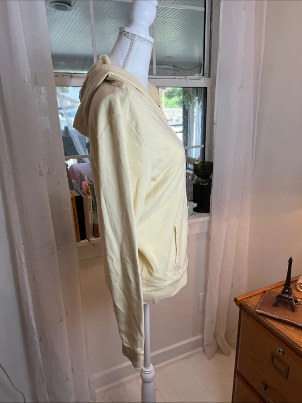 PINK Victoria's Secret Pale Yellow Zip-Up Hoodie size small. - Image 3