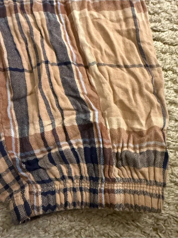 Aerie Tan Navy Plaid Soft Gauze Pajama Jogger Lounge Pants - size XL - Image 3