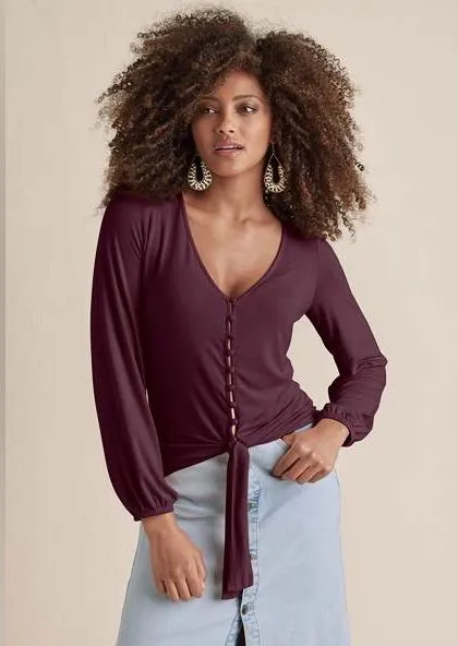 Venus Tie-Front Button-Up Boho Top 🖤 - Image 2