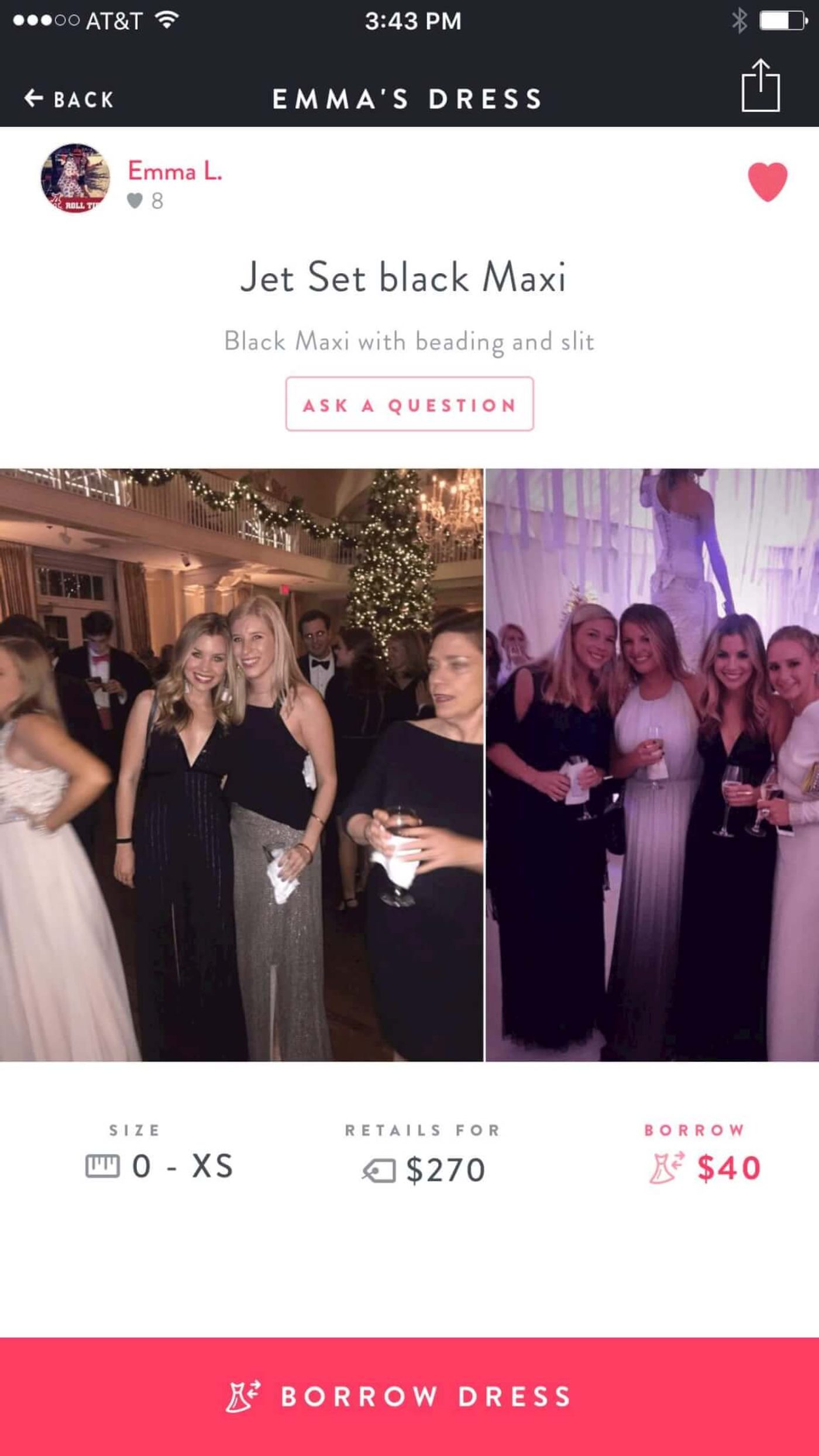 Jet Set Black Maxi Dress — retails for $270, borrow for $40