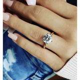 Boutique NEW 2 Ct Solitaire Simulated Diamond 14k Gold Plated S925‎ Engagement Ring Photo 0