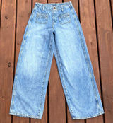 Old Navy‎ Jeans Light Wash High-Rise Baggy Wide-Leg Utility Women Size 0 Photo 0