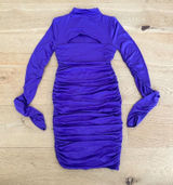 Oh Polly - Long Sleeve Cut Out Ruched Mini Dress in Purple Photo 0