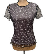 Vintage 90s Catalyst Mesh‎ Tee Dark Fairy Grunge Purple Whimsigoth Size Medium Photo 0