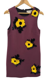 Dhruv Kapoor 3D Floral Applique‎ Mini Dress XS Burgundy Sleeveless Embellished Photo 0