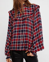 Free People Charlie ruffle plaid top NWT size XS Photo 0