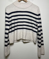J. Crew Womens Merino Wool Alpaca‎ Sweater XS Cream Navy Breton Stripe Preppy Photo 0