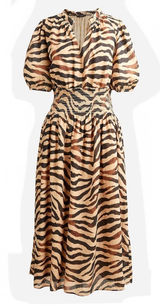 J Crew Smocked-waist cotton voile dress in zebra stripe size Small Photo 0