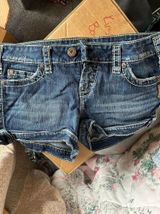 Silver Denim Jean Shorts  Photo 0