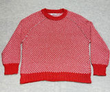 Staccato Womens Red White Geometric Knit Raglan Pullover Sweater Size L‎ Preppy Photo 0