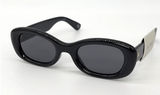 AIRE Calisto Sunglasses OS Black Oval Retro Y2K Minimalist Edgy Cyber Mob Wife‎ Photo 0