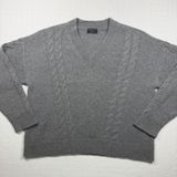 Charter Club Luxury 100% Cashmere Gray Cable Knit V-Neck Sweater XL Photo 0