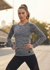 Nike Women's Grey Marled Long-Sleeve Performance Top Photo 0