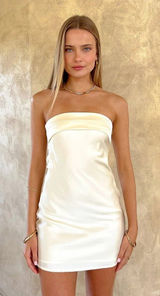 Beginning Boutique Annie Cream Strapless Mini Dress US 6 NWT Photo 0