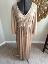 Baltic Born Beige V-Neck Long Sleeve Maxi Dress NWT Photo 0
