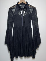 Killstar Women Shes Stardust Lace Mini Dress Small‎ Black Goth Grunge Witchy Photo 0