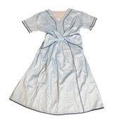 Light Blue Twist‎ Front Midi Dress Navy Piping V-Neck Short Sleeve XL Photo 0